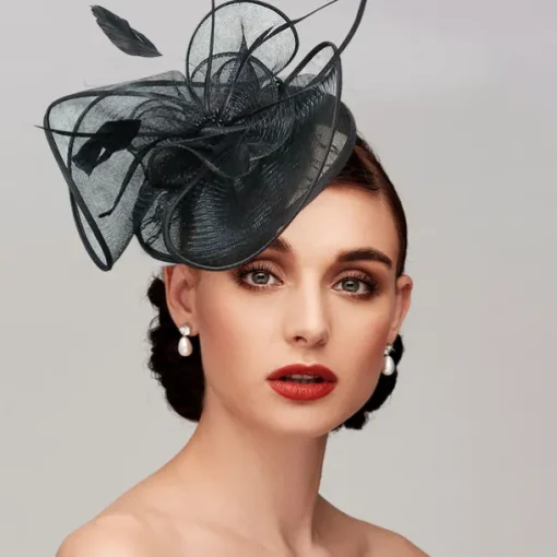 Feathers / Net Fascinators Kentucky Derby Hat/ Headpiece with Feather / Cap / Flower 1 PC Wedding / Horse Race / Ladies Day Headpiece