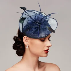 Feathers / Net Fascinators Kentucky Derby Hat/ Headpiece with Feather / Cap / Flower 1 PC Wedding / Horse Race / Ladies Day Headpiece