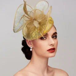 Feathers / Net Fascinators Kentucky Derby Hat/ Headpiece with Feather / Cap / Flower 1 PC Wedding / Horse Race / Ladies Day Headpiece