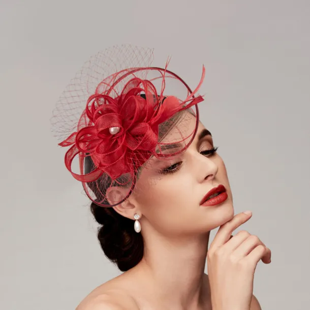 Feathers / Net Fascinators Kentucky Derby Hat/ Headpiece with Feather / Cap / Flower 1 PC Wedding / Horse Race / Ladies Day Headpiece