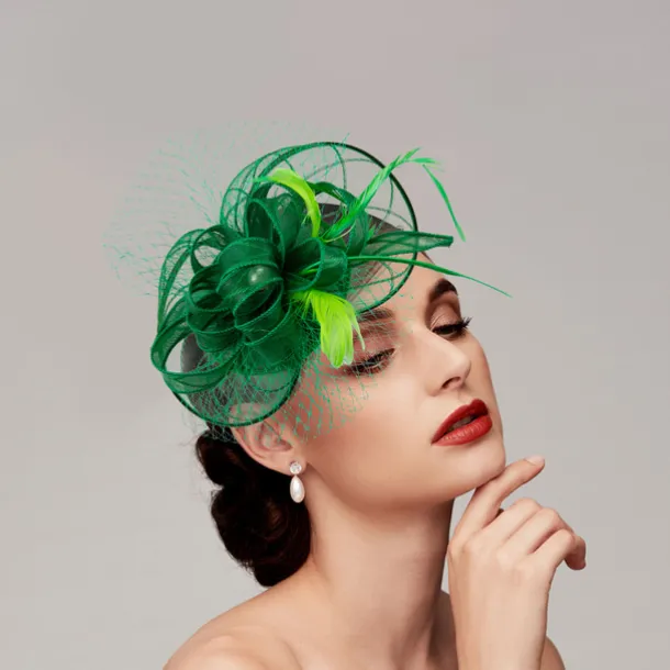 Feathers / Net Fascinators Kentucky Derby Hat/ Headpiece with Feather / Cap / Flower 1 PC Wedding / Horse Race / Ladies Day Headpiece