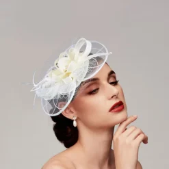 Feathers / Net Fascinators Kentucky Derby Hat/ Headpiece with Feather / Cap / Flower 1 PC Wedding / Horse Race / Ladies Day Headpiece
