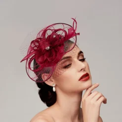 Feathers / Net Fascinators Kentucky Derby Hat/ Headpiece with Feather / Cap / Flower 1 PC Wedding / Horse Race / Ladies Day Headpiece