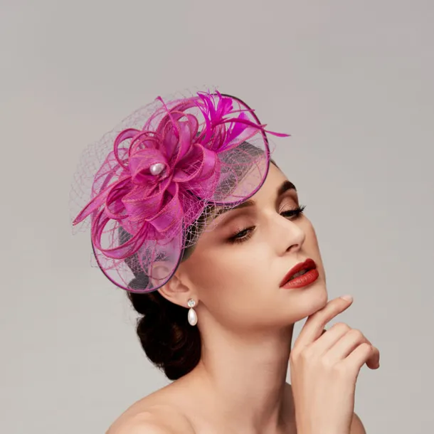Feathers / Net Fascinators Kentucky Derby Hat/ Headpiece with Feather / Cap / Flower 1 PC Wedding / Horse Race / Ladies Day Headpiece