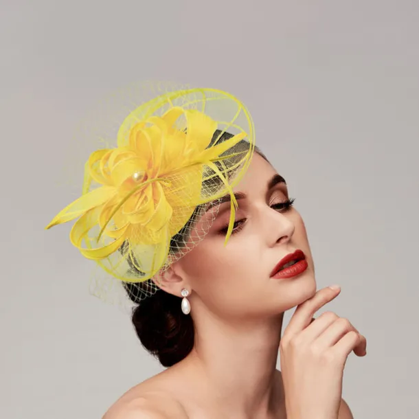 Feathers / Net Fascinators Kentucky Derby Hat/ Headpiece with Feather / Cap / Flower 1 PC Wedding / Horse Race / Ladies Day Headpiece
