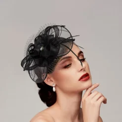 Feathers / Net Fascinators Kentucky Derby Hat/ Headpiece with Feather / Cap / Flower 1 PC Wedding / Horse Race / Ladies Day Headpiece