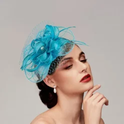 Feathers / Net Fascinators Kentucky Derby Hat/ Headpiece with Feather / Cap / Flower 1 PC Wedding / Horse Race / Ladies Day Headpiece