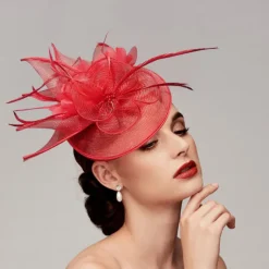 Feathers Net Fascinators Kentucky Hats Headpiece with Feather Cap Flower 1 PC Wedding Horse Race Ladies Day Melbourne Cup Headpiece dress to impress Race Day Dress