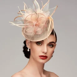Feathers Net Fascinators Kentucky Hats Headpiece with Feather Cap Flower 1 PC Wedding Horse Race Ladies Day Melbourne Cup Headpiece dress to impress Race Day Dress