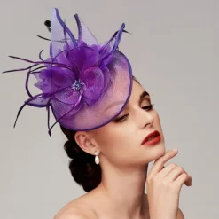 Feathers Net Fascinators Kentucky Hats Headpiece with Feather Cap Flower 1 PC Wedding Horse Race Ladies Day Melbourne Cup Headpiece dress to impress Race Day Dress