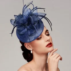 Feathers Net Fascinators Kentucky Hats Headpiece with Feather Cap Flower 1 PC Wedding Horse Race Ladies Day Melbourne Cup Headpiece dress to impress Race Day Dress