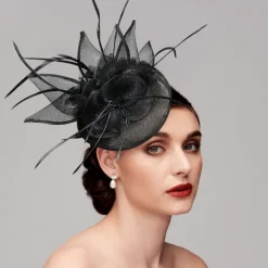 Feathers Net Fascinators Kentucky Hats Headpiece with Feather Cap Flower 1 PC Wedding Horse Race Ladies Day Melbourne Cup Headpiece dress to impress Race Day Dress