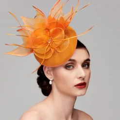 Feathers Net Fascinators Kentucky Hats Headpiece with Feather Cap Flower 1 PC Wedding Horse Race Ladies Day Melbourne Cup Headpiece dress to impress Race Day Dress