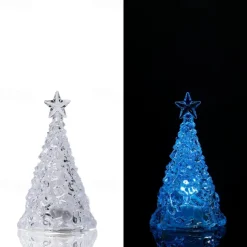 Festive Decorative Light Glowing Electronic Candle Christmas Tree Tabletop Ornament Festive Atmosphere Window Decoration Night Light