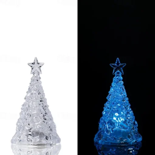 Festive Decorative Light Glowing Electronic Candle Christmas Tree Tabletop Ornament Festive Atmosphere Window Decoration Night Light