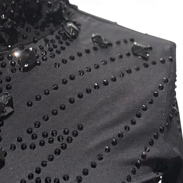 Figure Skating Dress Girls' Ice Skating Dress Black Red Halo Dyeing High Elasticity Professional Competition Skating Wear Thermal Warm Crystal / Rhinestone Long Sleeve Ice Skating Figure Skating