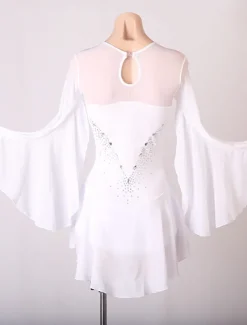 Figure Skating Dress Women's Girls' Ice Skating Dress Outfits White Royal Blue Sky Blue Patchwork Mesh Spandex High Elasticity Training Practice Professional Skating Wear Handmade Crystal / Rhinestone