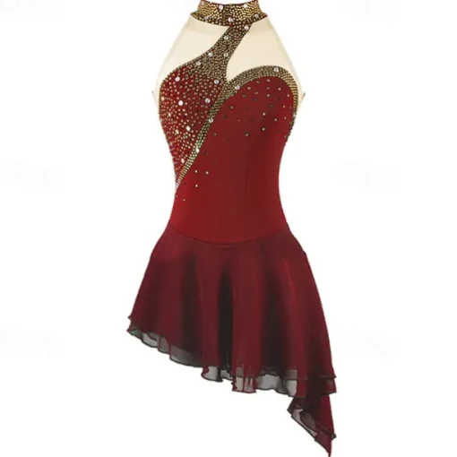 Figure Skating Dress Women's Girls' Ice Skating Dress Black White Pink Open Back Spandex High Elasticity Training Competition Skating Wear Crystal / Rhinestone Sleeveless Ice Skating Figure Skating