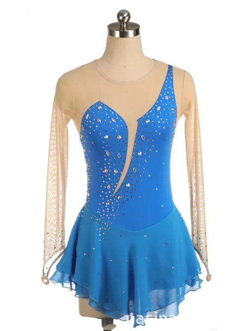 Figure Skating Dress Women's Girls' Ice Skating Dress Black Yellow Pink Mesh Spandex High Elasticity Training Competition Skating Wear Crystal / Rhinestone Long Sleeve Ice Skating Figure Skating