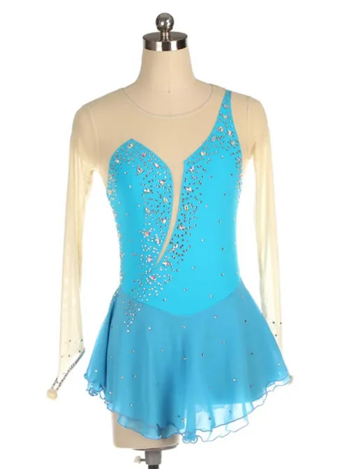 Figure Skating Dress Women's Girls' Ice Skating Dress Black Yellow Pink Mesh Spandex High Elasticity Training Competition Skating Wear Crystal / Rhinestone Long Sleeve Ice Skating Figure Skating