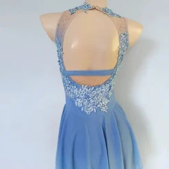 Figure Skating Dress Women's Girls' Ice Skating Dress Blue High Elasticity Training Competition Skating Wear Classic Crystal / Rhinestone Long Sleeve Ice Skating Figure Skating