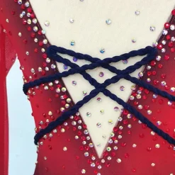 Figure Skating Dress Women's Girls' Ice Skating Dress Red High Elasticity Training Competition Skating Wear Classic Crystal / Rhinestone Long Sleeve Ice Skating Figure Skating