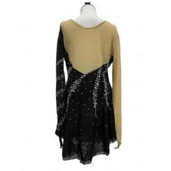 Figure Skating Dress Women's Girls' Ice Skating Dress Black Patchwork Thumbhole Mesh Spandex Stretchy Training Practice Professional Skating Wear Thermal Warm Crystal / Rhinestone Long Sleeve Ice