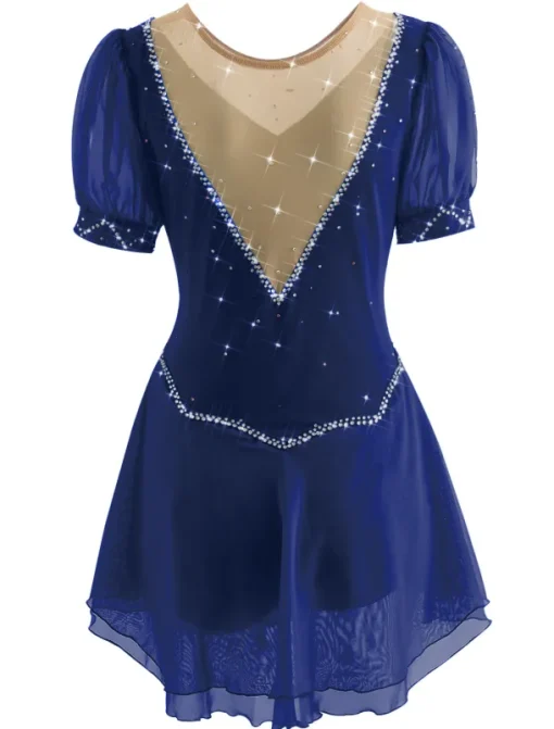 Figure Skating Dress Women's Ice Skating Dress Yan pink Violet White / White Mesh Spandex Leisure Sports Practice Competition Skating Wear Handmade Short Sleeve Skating / Rhinestone