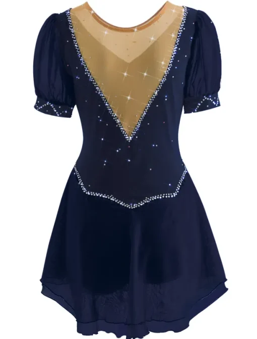 Figure Skating Dress Women's Ice Skating Dress Yan pink Violet White / White Mesh Spandex Leisure Sports Practice Competition Skating Wear Handmade Short Sleeve Skating / Rhinestone