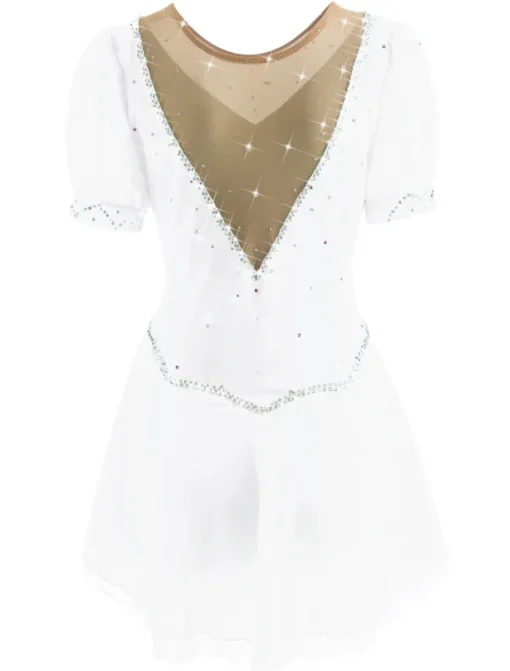 Figure Skating Dress Women's Ice Skating Dress Yan pink Violet White / White Mesh Spandex Leisure Sports Practice Competition Skating Wear Handmade Short Sleeve Skating / Rhinestone