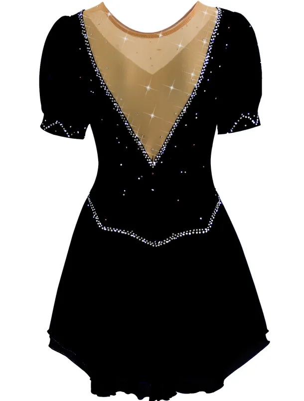 Figure Skating Dress Women's Ice Skating Dress Yan pink Violet White / White Mesh Spandex Leisure Sports Practice Competition Skating Wear Handmade Short Sleeve Skating / Rhinestone
