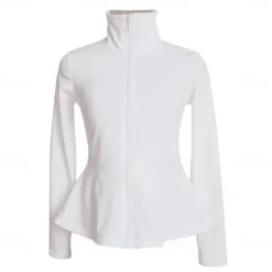 Figure Skating Fleece Jacket Women's Girls' Ice Skating Jacket Top Navy Black White Stretchy Training Competition Skating Wear Thermal Warm Long Sleeve Ice Skating Figure Skating
