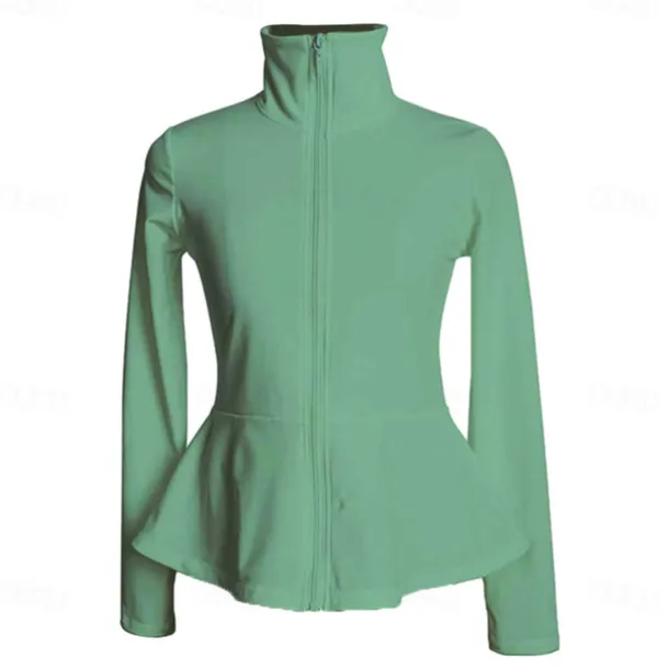 Figure Skating Fleece Jacket Women's Girls' Ice Skating Jacket Top Navy Black White Stretchy Training Competition Skating Wear Thermal Warm Long Sleeve Ice Skating Figure Skating