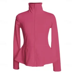 Figure Skating Fleece Jacket Women's Girls' Ice Skating Jacket Top Navy Black White Stretchy Training Competition Skating Wear Thermal Warm Long Sleeve Ice Skating Figure Skating