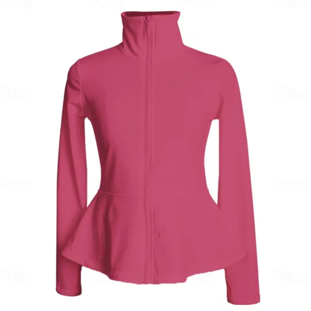 Figure Skating Fleece Jacket Women's Girls' Ice Skating Jacket Top Navy Black White Stretchy Training Competition Skating Wear Thermal Warm Long Sleeve Ice Skating Figure Skating