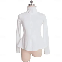 Figure Skating Fleece Jacket Women's Girls' Ice Skating Jacket Top Navy Black White Stretchy Training Competition Skating Wear Thermal Warm Long Sleeve Ice Skating Figure Skating