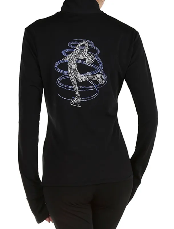 Figure Skating Fleece Jacket Women's Girls' Ice Skating Jacket Outfits Top Black Thumbhole Fleece High Elasticity Training Skating Wear Warm Handmade Crystal / Rhinestone Long Sleeve Ice Skating