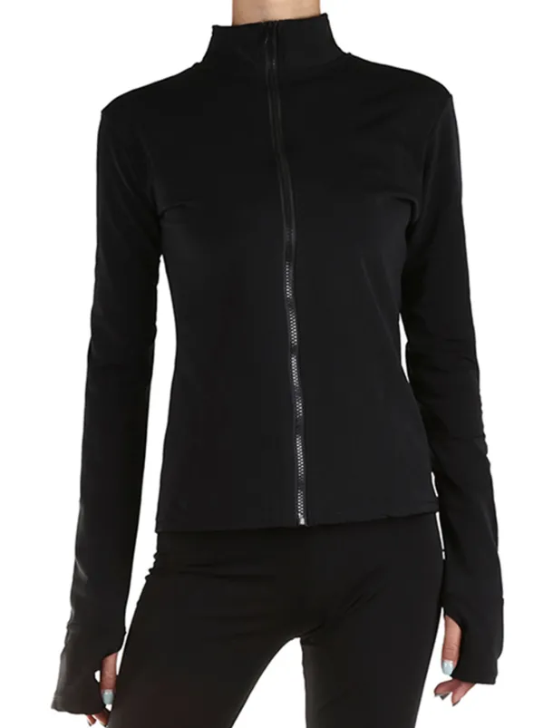 Figure Skating Fleece Jacket Women's Girls' Ice Skating Jacket Outfits Top Black Thumbhole Fleece High Elasticity Training Skating Wear Warm Handmade Crystal / Rhinestone Long Sleeve Ice Skating