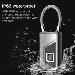 Fingerprint Padlock Smart Lock Stainless Steel IP66 Waterproof Biometric Security Lock for Gym Locker Luggage Suitcase