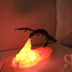 Fire Dragon Lamp Light 3D Printed Night Light LED Moon Light Gift for Boys and Girls Bedroom Kids Room with USB Rechargeable