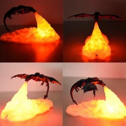Fire Dragon Lamp Light 3D Printed Night Light LED Moon Light Gift for Boys and Girls Bedroom Kids Room with USB Rechargeable