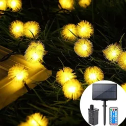 Firefly Dandelion Fairy String Lights 10M-50M Solar and Plug-in Dual Purpose Outdoor Waterproof Blossoms String Lights Flowers Creative String Lights Holiday Lights Outdoor Party Holiday Solar EU Sola US 1set