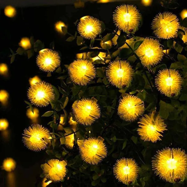 Firefly Dandelion Fairy String Lights 10M-50M Solar and Plug-in Dual Purpose Outdoor Waterproof Blossoms String Lights Flowers Creative String Lights Holiday Lights Outdoor Party Holiday Solar EU Sola US 1set