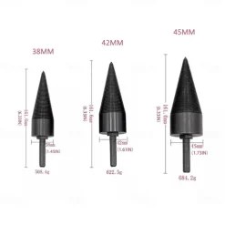 Firewood Log Splitter Drill Bit Wood Splitter Drill Bits Hex Shank Removable Heavy Duty Drill Screw Cone Driver 38mm/42mm/45mm (1.5