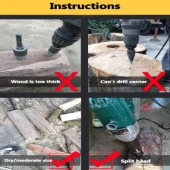 Firewood Log Splitter Drill Bit Wood Splitter Drill Bits Hex Shank Removable Heavy Duty Drill Screw Cone Driver 38mm/42mm/45mm (1.5