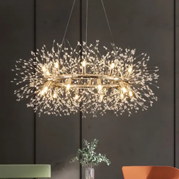 Fireworks Crystal Chandelier Modern, Sputnik Dandelion Chandelier, 12/20 Lights Chrome Pendant Lighting for Restaurant Stairs Kitchen Dining Room Bedroom Living Room
