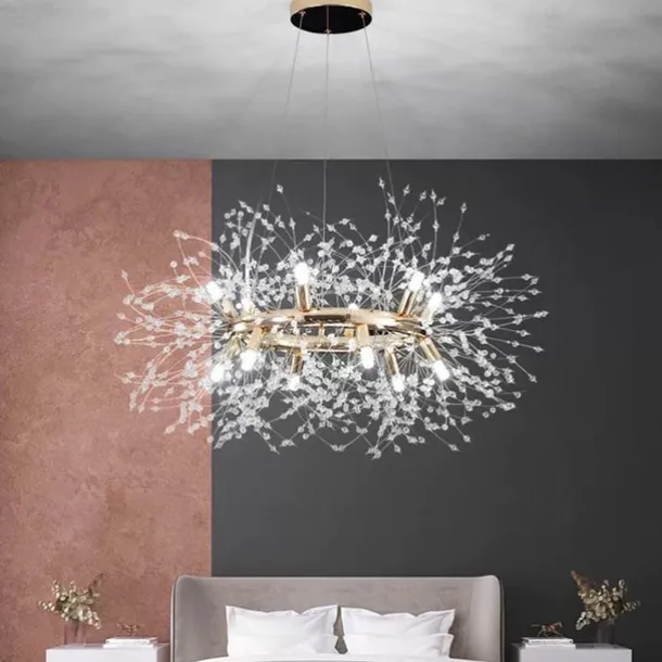 Fireworks Crystal Chandelier Modern, Sputnik Dandelion Chandelier, 12/20 Lights Chrome Pendant Lighting for Restaurant Stairs Kitchen Dining Room Bedroom Living Room