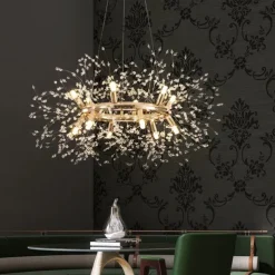Fireworks Crystal Chandelier Modern, Sputnik Dandelion Chandelier, 12/20 Lights Chrome Pendant Lighting for Restaurant Stairs Kitchen Dining Room Bedroom Living Room