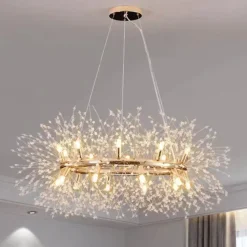 Fireworks Crystal Chandelier Modern, Sputnik Dandelion Chandelier, 12/20 Lights Chrome Pendant Lighting for Restaurant Stairs Kitchen Dining Room Bedroom Living Room