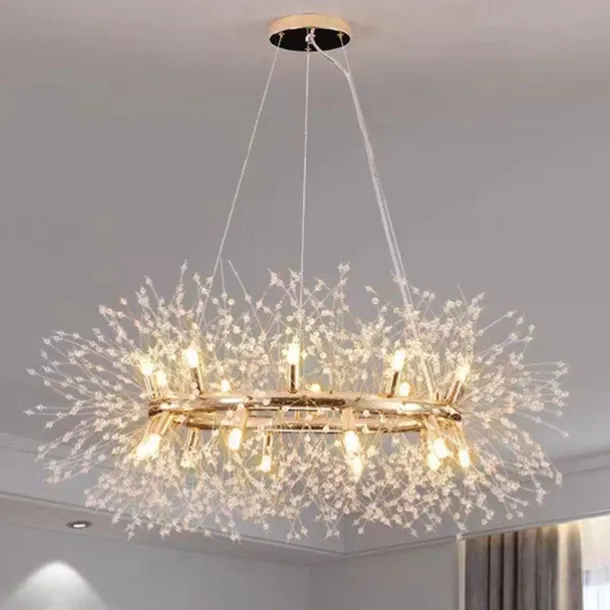 Fireworks Crystal Chandelier Modern, Sputnik Dandelion Chandelier, 12/20 Lights Chrome Pendant Lighting for Restaurant Stairs Kitchen Dining Room Bedroom Living Room